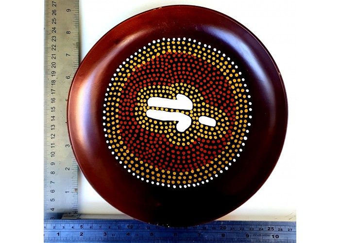 Wooden Bowl Aboriginal Dot Art Painted - Round, Medium