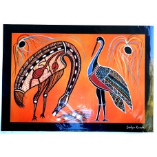 Aboriginal Art Print, Brolga, A3 size - 42x29cm / 16.5 x 11.25 inch