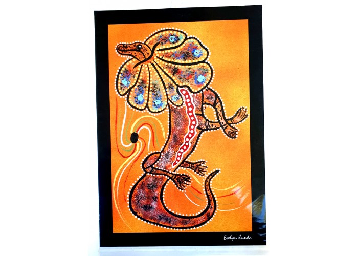 Aboriginal Art Print, Frill-necked Lizard, A3
