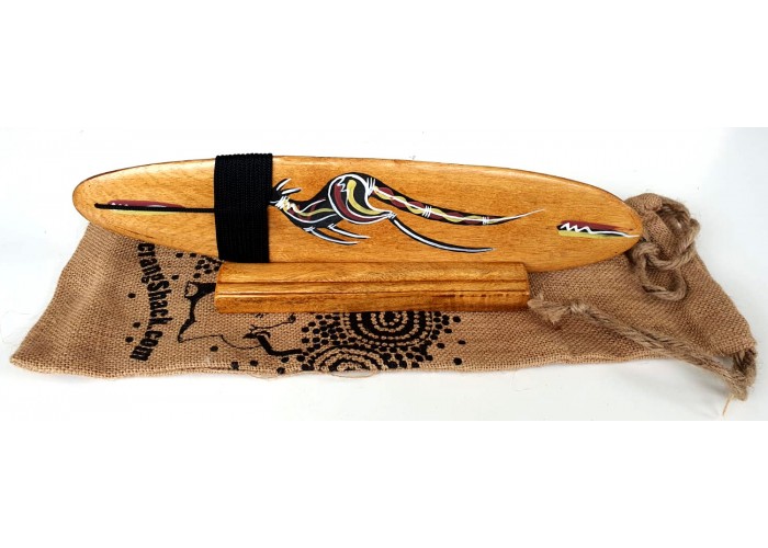 Aboriginal Bullroarer - Traditional Art with a Stand and Jute Gift Bag Aboriginal Bullroarer - Traditional Art with a Stand and Jute Gift Bag