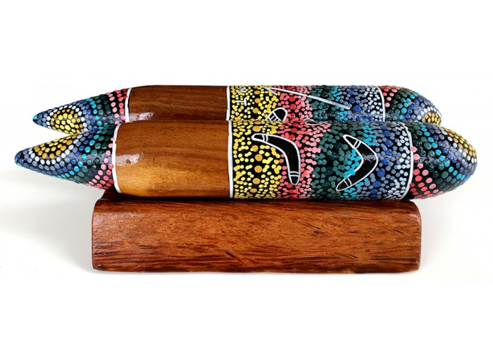 Clapsticks Aboriginal Contemporary Dot Art Round Clapsticks Aboriginal Contemporary Dot Art Round