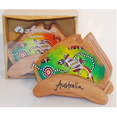 Aboriginal Art Wooden Coaster Set